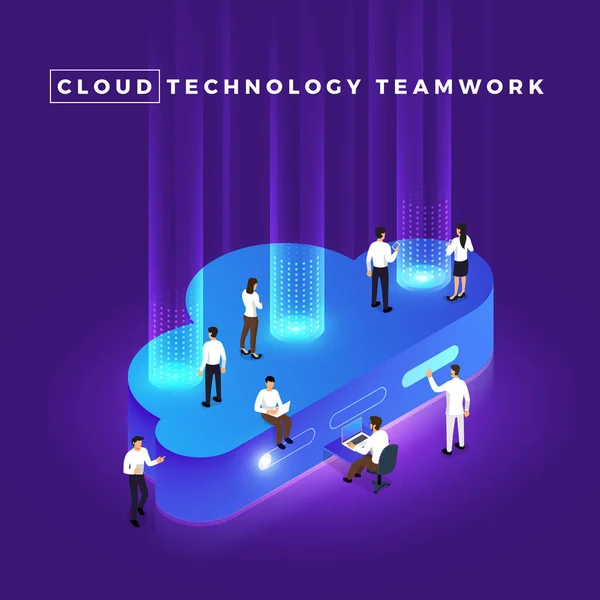 Designkonzept Digitales Netzwerk Mit Cloud Technologie Und Service Lösung Vektor — Stockvektor