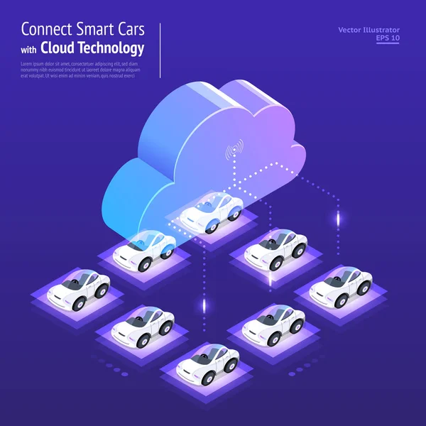 Концепция Дизайна Иллюстраций Цифровой Сети Облачными Технологиями Сервисом Smart Car — стоковый вектор