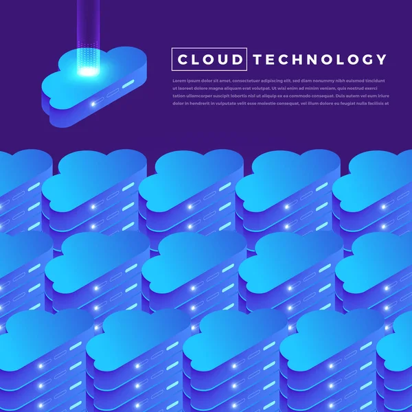 Illustrations Design Concept Réseau Numérique Avec Technologie Cloud Solution Service — Image vectorielle