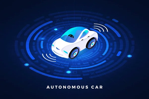 Autonome Auto Conduite Capteurs Automobiles Smart Car Driverless Technologie Véhicule — Image vectorielle