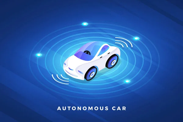 Auto Condução Autónoma Sensores Automóvel Smart Car Tecnologia Veículo Sem —  Vetores de Stock