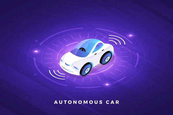 Autónomos Sensores Auto Conducción Smart Car Tecnología Vehículo Sin Conductor — Archivo Imágenes Vectoriales