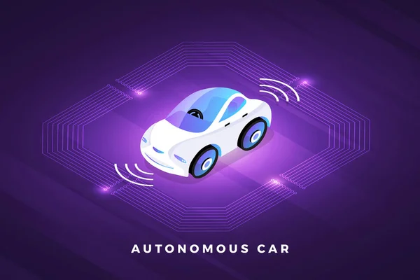 Autonomiset Itseohjautuvat Autonomiset Anturit Smart Car Driverless Ajoneuvoteknologia Vektori Havainnollistaa — vektorikuva