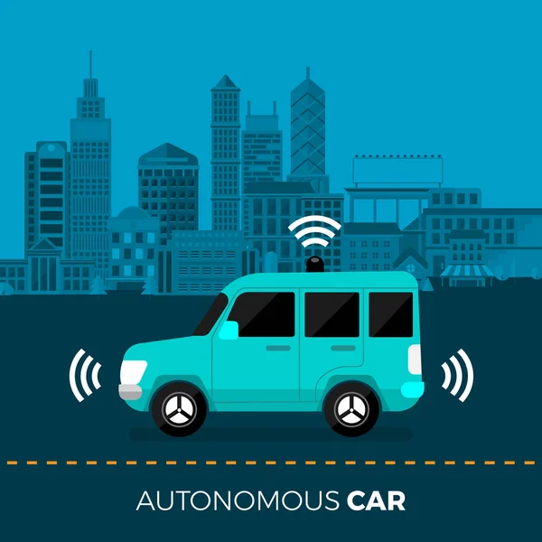 Senzori Autonomi Auto Conducere Automobile Smart Car Driverless Vector Ilustra — Vector de stoc