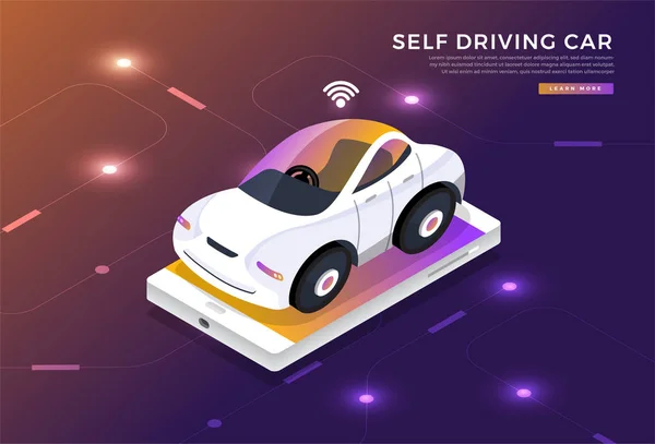 Autonomiset Itseohjautuvat Autonomiset Anturit Smart Car Driverless Ajoneuvoteknologia Vektori Havainnollistaa — vektorikuva