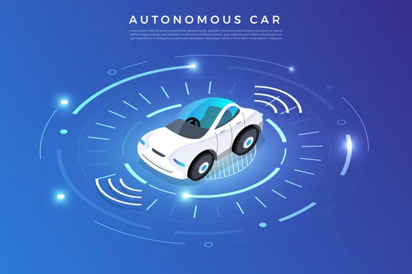 Автономные Самоуправляемые Автомобильные Датчики Smart Car Driverless Vehicle Technology Векторная — стоковый вектор