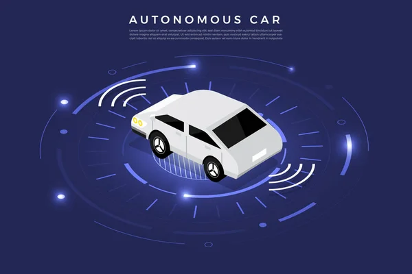 Autonomous Self Driving Automobile Sensors Smart Car Driverless Vehicle Technology — Stock Vector