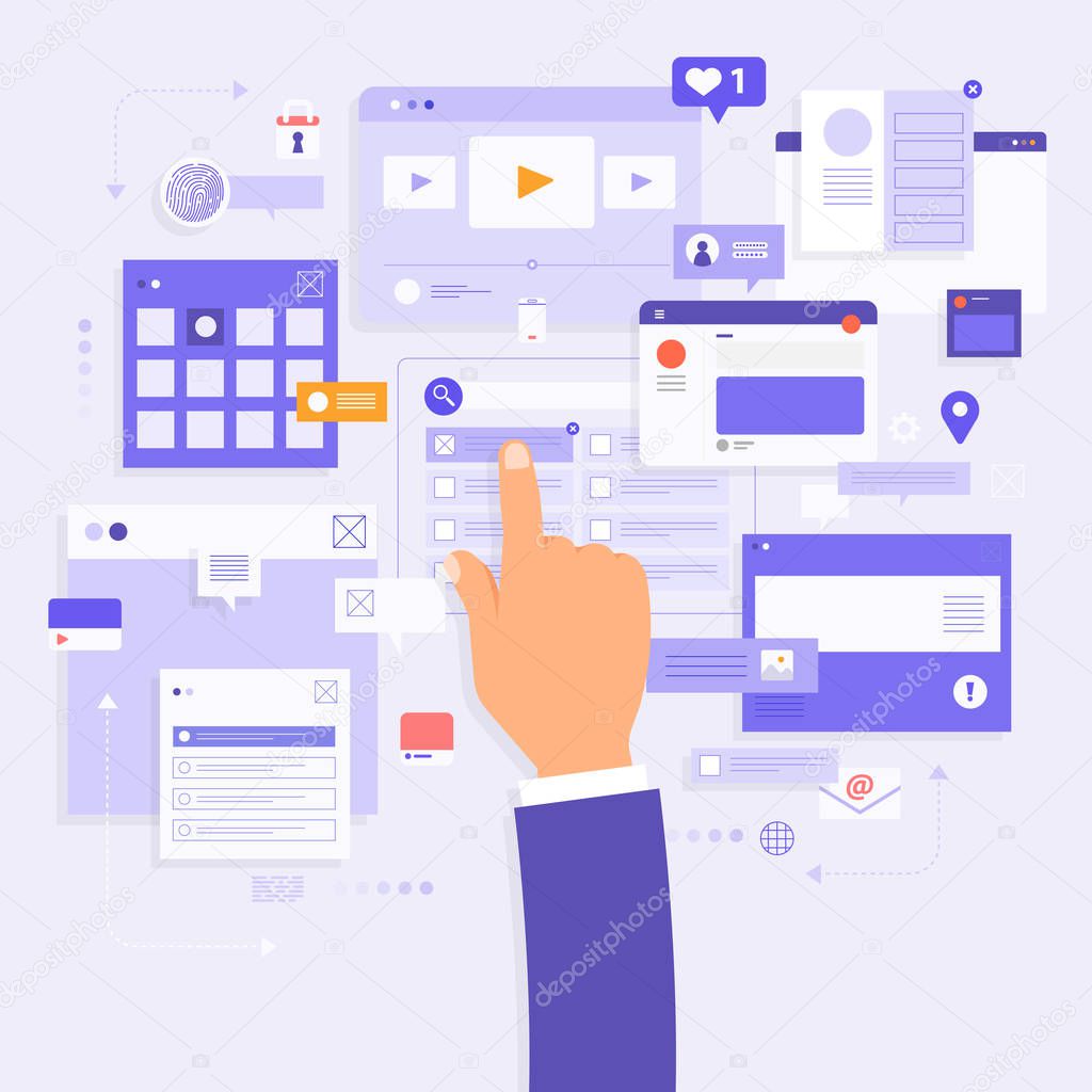 Flat design concept business strategy. 3d isometric flat design. Analysis data and Investment. Business success.Financial review with laptop and infographic elements. Vector illustration.