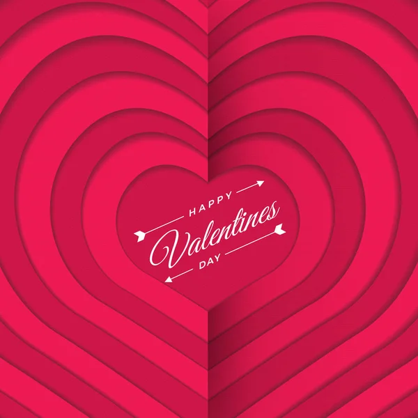 Happy Valentine Day Layout Design Roses Lettering Paper Cut Texture — стоковый вектор