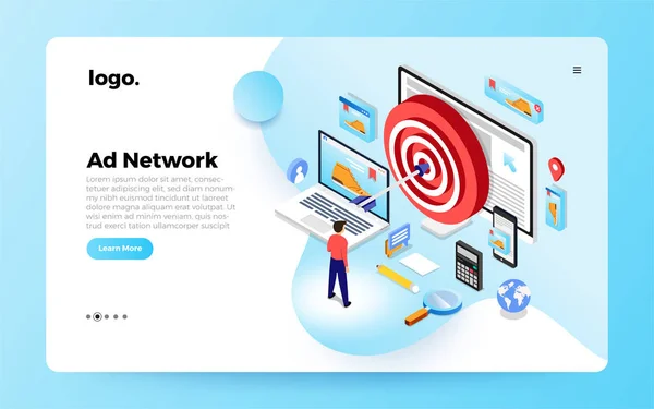 Isometric Website Ade Network — Stock Vector