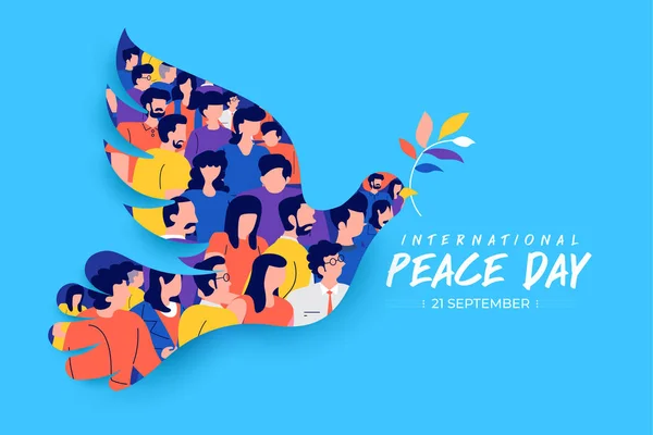 9月21日 国際平和の日イラストコンセプト現在の平和の世界 ベクトル図示 — ストックベクタ