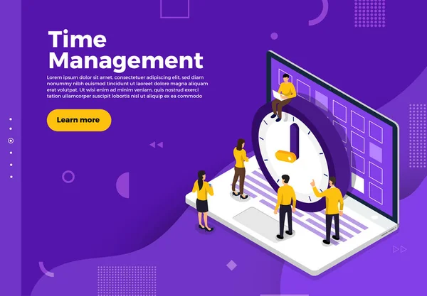 時間管理のイラストコンセプトデザイン ビジネスマンは仕事と生活をコントロールできる バナーのウェブサイトやコンテンツに使用します ベクトル図示 — ストックベクタ