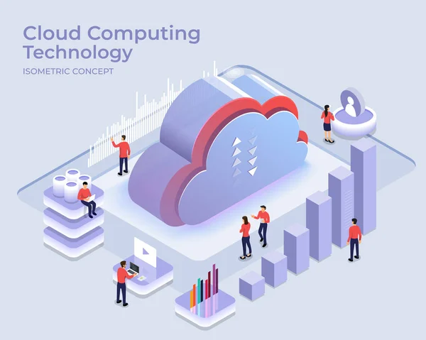 Illustrazione Concept Design Della Tecnologia Cloud Computing Rete Digitale Connessa — Vettoriale Stock