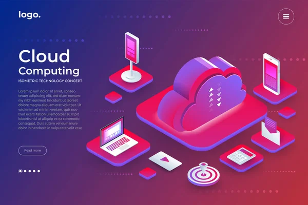 Illustratie Concept Ontwerp Van Cloud Computing Technologie Digitaal Netwerk Dat — Stockvector