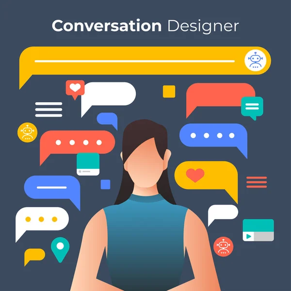 Illustraties Plat Ontwerpconcept People Conversion Designer Taak Van Creatalk Conversie — Stockvector