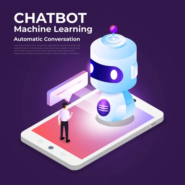 Concepto Diseño Isométrico Chat Tecnología Bot Inteligencia Artificial Mensaje Chat — Archivo Imágenes Vectoriales