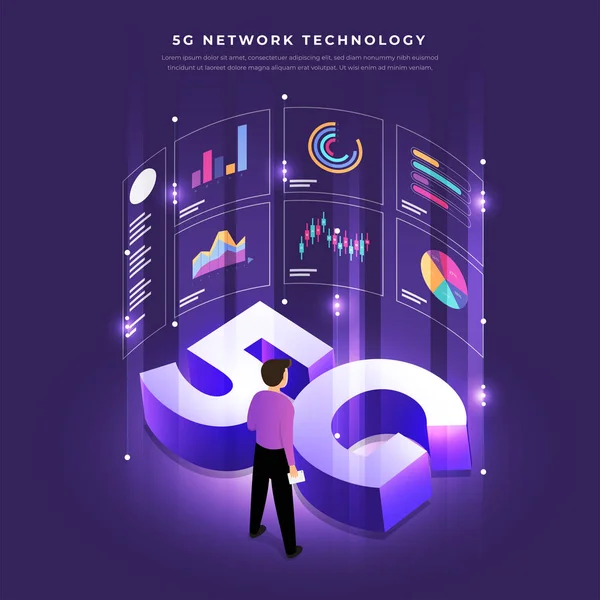 Koncepcja Projektowania Ilustracji Izometrycznych Rozwiązanie Technologiczne Sieci Łączące Internet Highspeed — Wektor stockowy