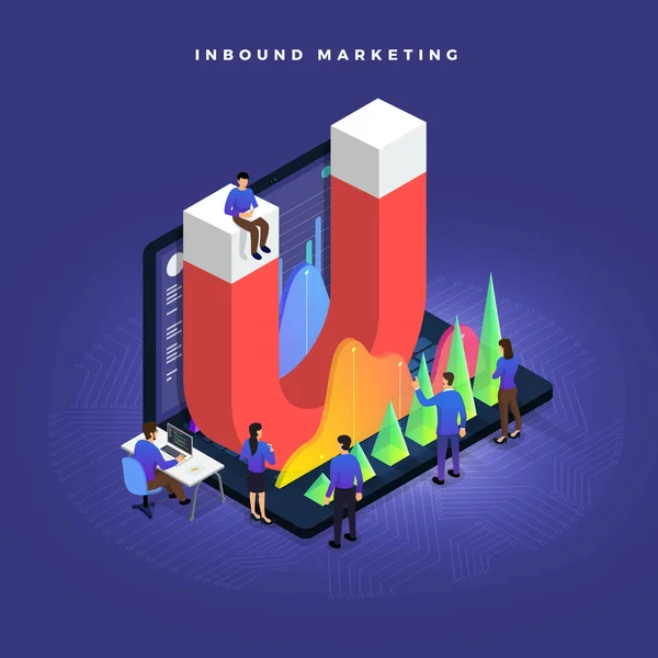 Ilustraciones concepto inbound marketing — Vector de stock