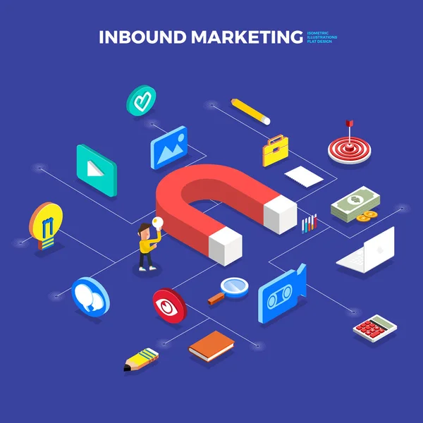 Illustrationen Konzept Inbound Marketing — Stockvektor