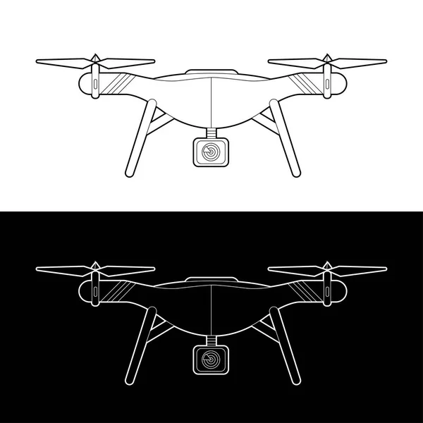 Zestaw Ikon Dronów Vector Drony Graficzne Czarno Białe Zarys Zarysu — Wektor stockowy