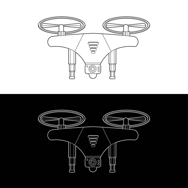 Dronlar Vektör Simgesi Ayarlandı Siyah Beyaz Lar Ana Hatlı Çizgi — Stok Vektör
