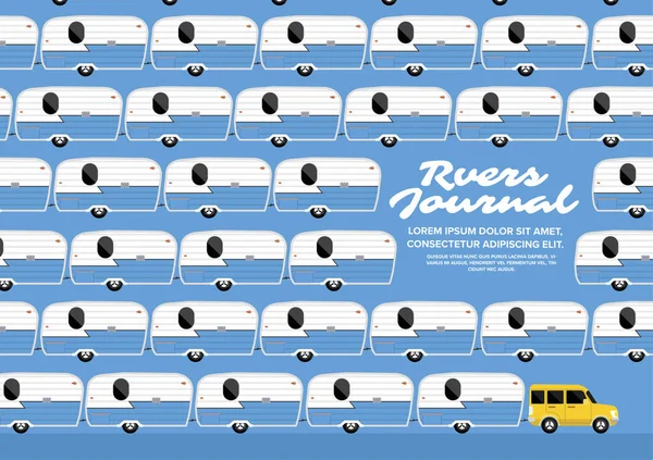 Camping Ilustrações Vector Conceito Design Campista Diário Viagem Com Cars —  Vetores de Stock