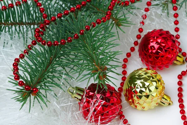 Christmas Branch Balls Beads — Stock Photo, Image
