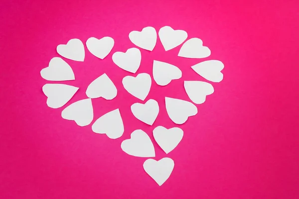 White Paper Forms Heart Pink Background Symbol — Stock Photo, Image