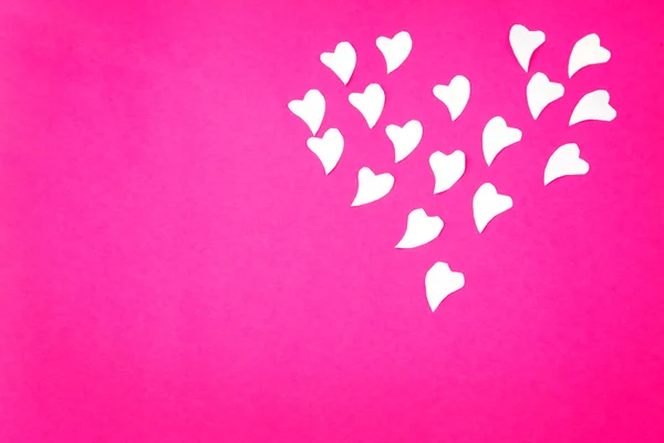 Forme Carta Bianca Cuore Uno Sfondo Rosa Come Simbolo Cuore — Foto Stock