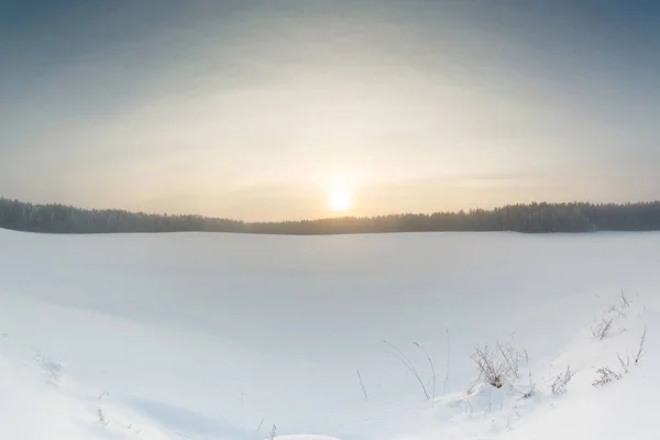 Winterlandschap Bij Zonsopgang — Stockfoto