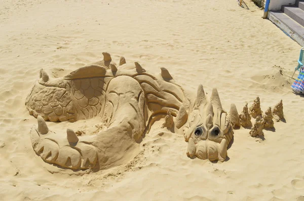 Fuerteventura的Corralejo海滩上的沙雕 — 图库照片