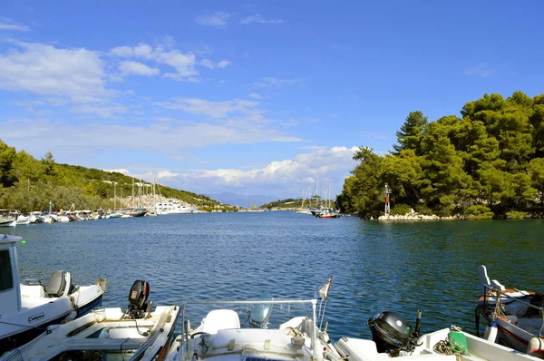 Port Antipaxos Grèce Octobre 2017 Antipaxos Une Petite Île Sud — Photo