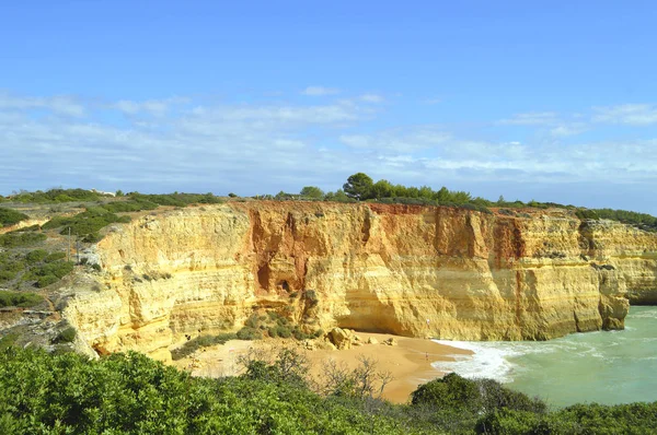 Formations Rocheuses Spectaculaires Sur Plage Benagil Sur Côte Algarve Portugal — Photo