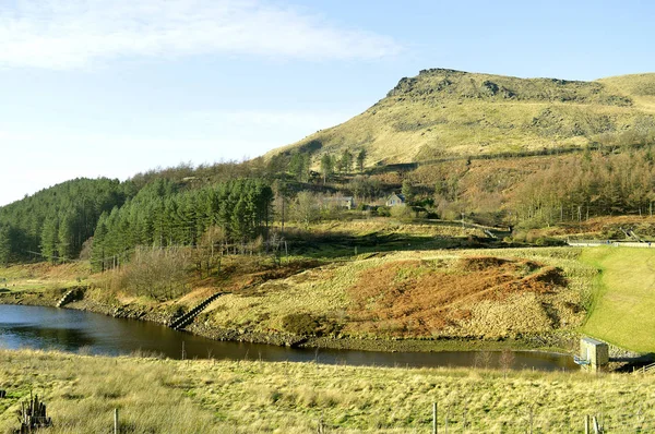 Dovestone Rezervuarı Greenfield Chew Brooks Vadilerinin Birleştiği Yer Greenfield Köyünün — Stok fotoğraf