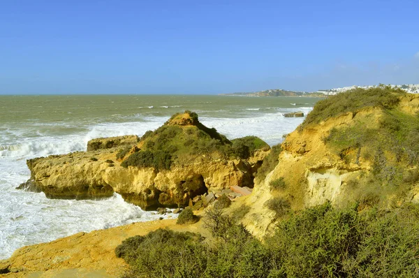 Erosión Costera Playa Auramar Costa Del Algarve Portugal — Foto de Stock