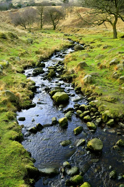 Chew Brook Leading Dovestone Reservoir Peak District National Park — Stock Photo, Image