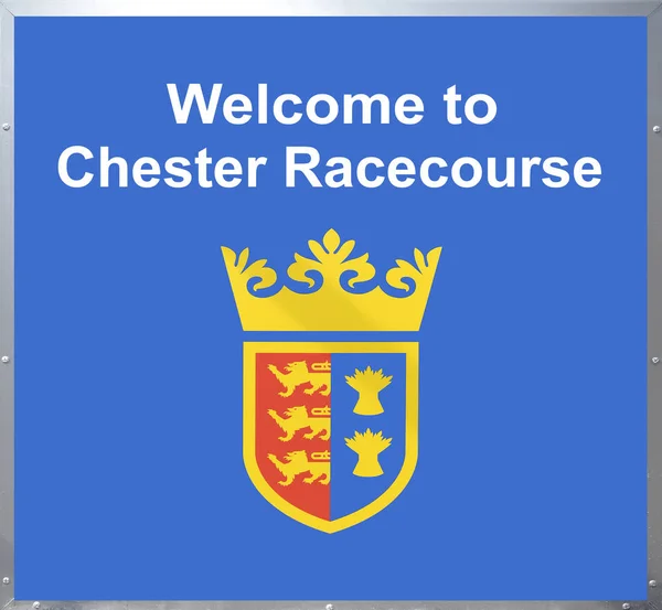 Üdvözöljük a Chester Racecourse jelnél — Stock Fotó