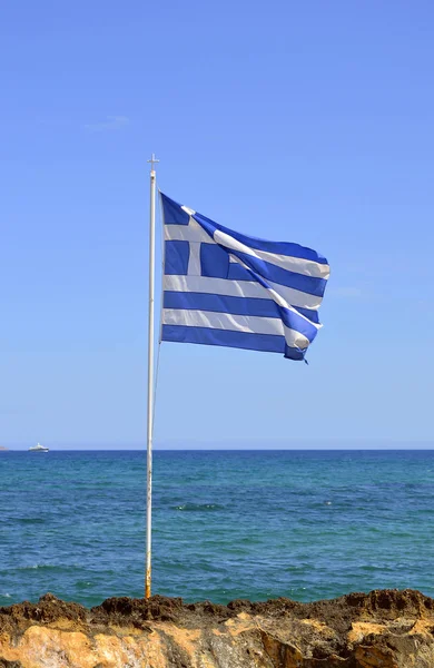 Σημαία Ελλάδας στην Κρήτη — Φωτογραφία Αρχείου