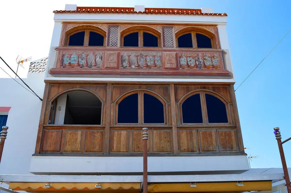 Decorazione Edifici Decorati Nel Centro Storico Corralejo Fuerteventura Una Delle — Foto Stock