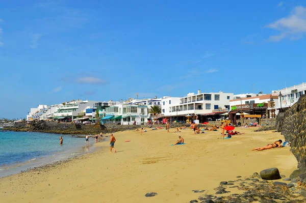 Playa Blanca Lanzarote Kanarische Inseln Spanien September 2019 Touristen Sonnen — Stockfoto