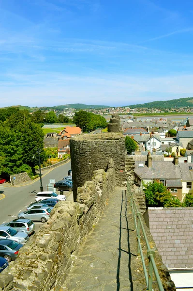 Конви Уэльс Великобритания Июня 2014 Года Историческая Средневековая Городская Стена — стоковое фото