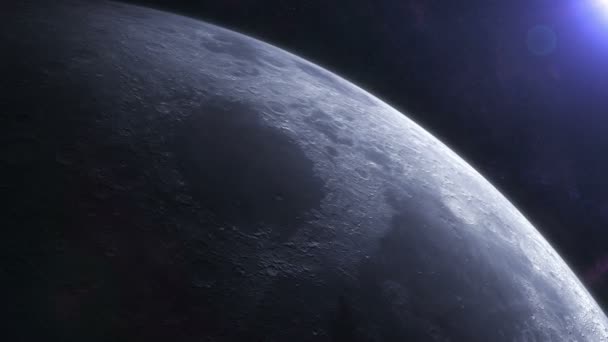 Місяць Видно Космосу Включено Два Постріли Орбітальний Місяць Вигляд Над — стокове відео