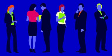 mavi arka planda diğer çalışanların vektör görüntüsü