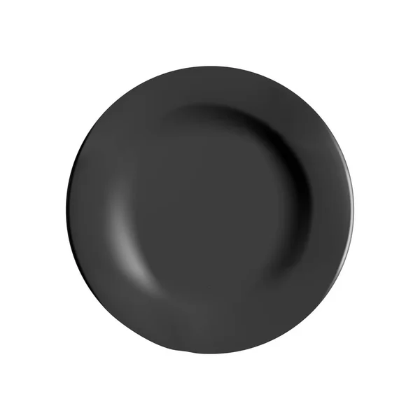 Vector Illustration Ceramic Dishes Black Porcelain Plate Isolated Object Dark — Stock Vector