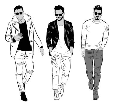  Bir adamın tasviri. Bir grup insan. Genç erkeklerin robot resmi..