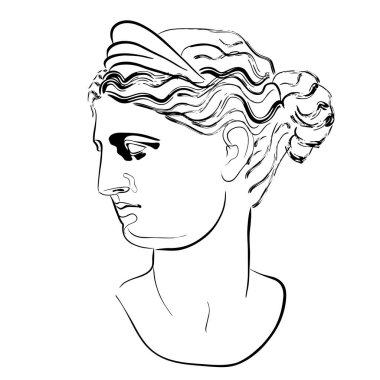 Cabeza Afrodita 'nın vektör liniar çizimi. İzole edilmiş resim.