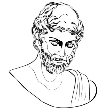 Vectoral linear illustration of an antique god. Isolated image of Hephaestus volcano god. Character of ancient Roman mythology. clipart