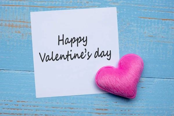 Happy Valentine Day Word Paper Note Pink Heart Shape Decoration — Stockfoto