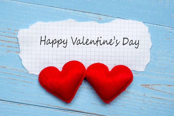Happy Valentine Day Word Notebook Pink Heart Shape Decoration Blue — Fotografia de Stock