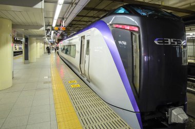 JR Chuo line Limited express bullet train line from Shinjuku station to Otsuki station ; Tokyo, JAPAN  9 April 2018 clipart